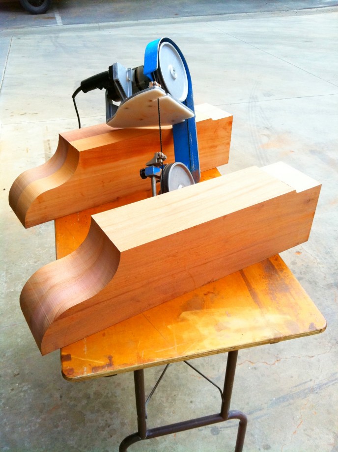 8" wide x 11" tall X 36" long Honduran Mahogany Corbels
